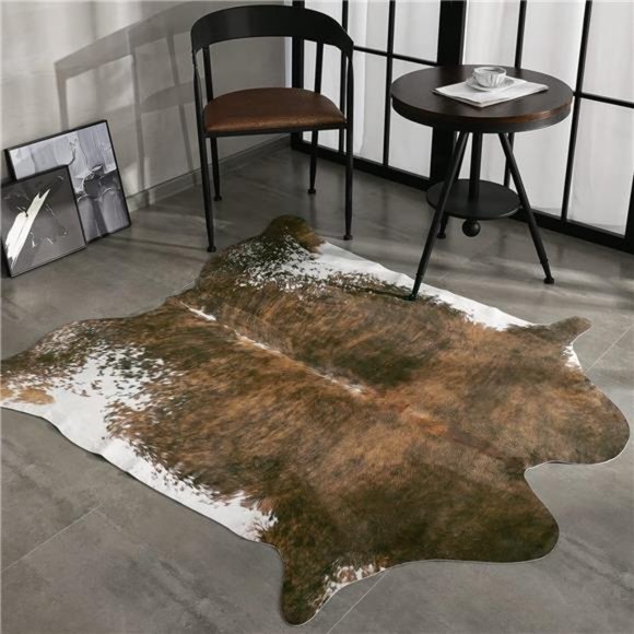 Faux Cowhide Rug Cute Cow Print Rug, Faux Fur Cow Hide Animal Rugs for Bedroom - Picture 3 of 6